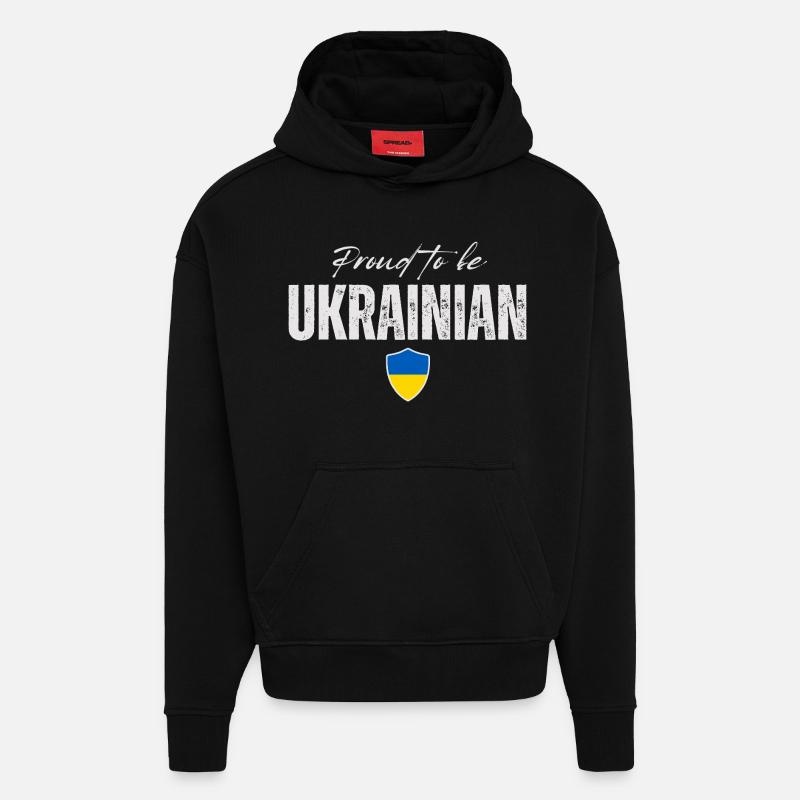Fierté ukrainienne, j'aime l'Ukraine - Sweat à capuche bio épais oversize fabriqué en UE - SOLID BLACK