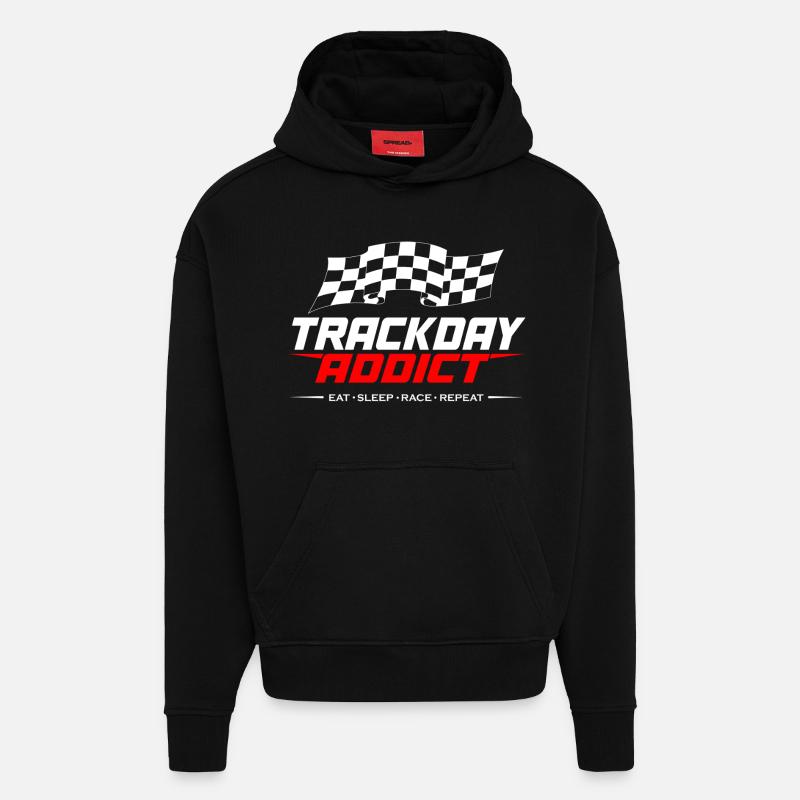 Trackday_ADDICT - Sweat à capuche bio épais oversize fabriqué en UE - SOLID BLACK
