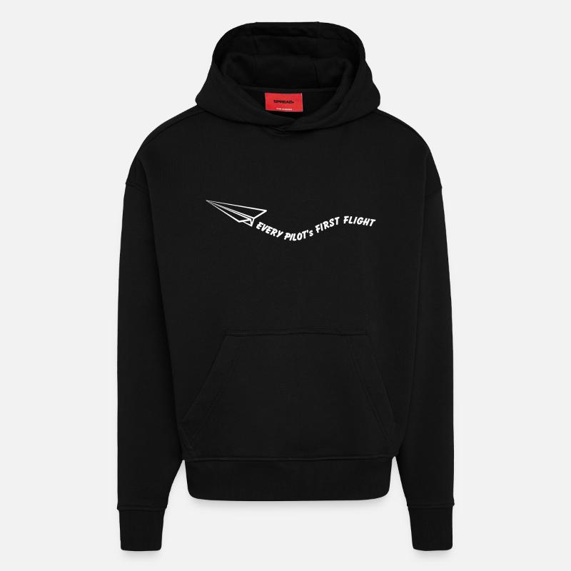 Every pilot's first flight - Hoodie- made by SPREAD - SOLID BLACK