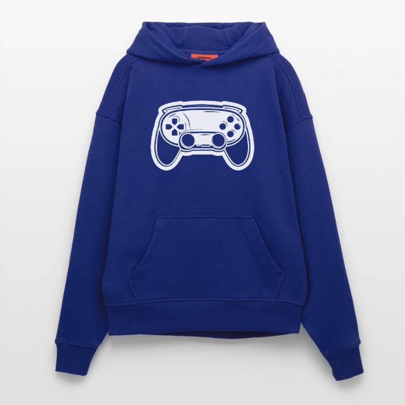 Dessin de manette de jeu vidéo Sweat à capuche bio épais oversize fabriqué en UE