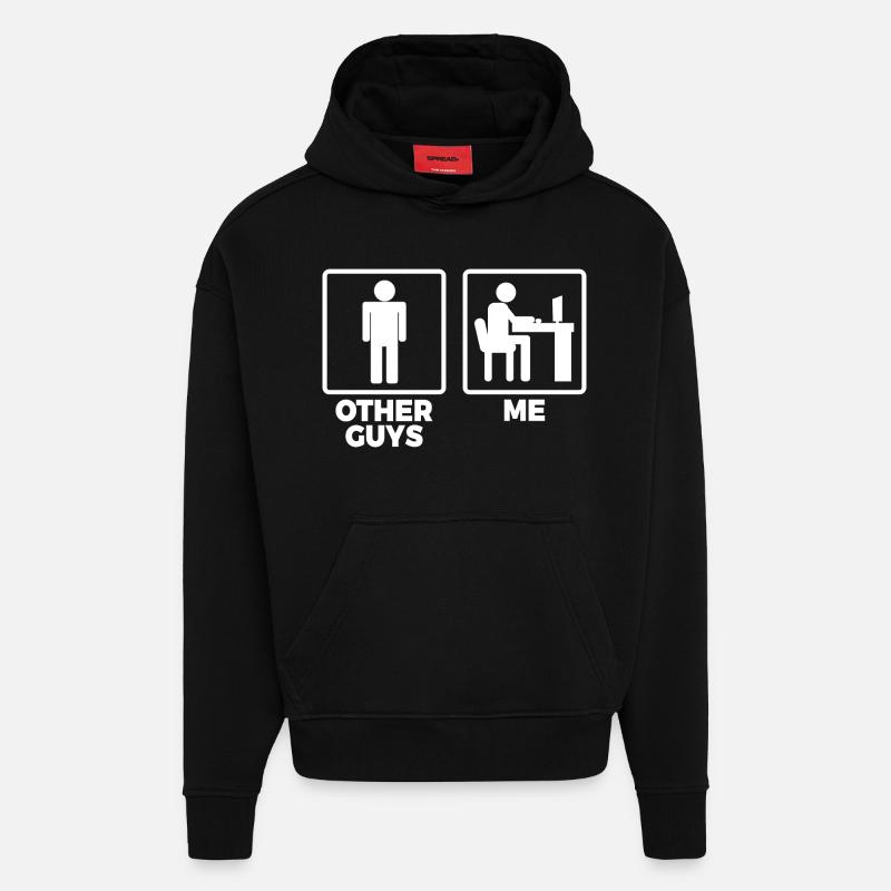 Ingénieur logiciel Stick Figures - Sweat à capuche bio épais oversize fabriqué en UE - SOLID BLACK