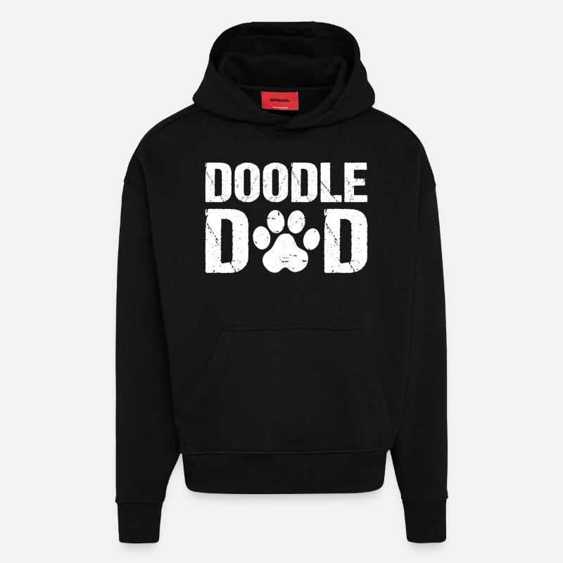 Doodle Papa Doodle Chiens - Sweat à capuche bio épais oversize fabriqué en UE - SOLID BLACK