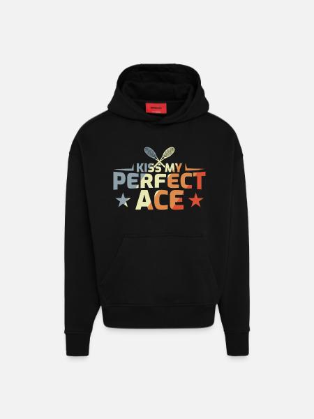 Lustiger Tennis Witz - Hoodie- made by SPREAD  - SOLID BLACK
