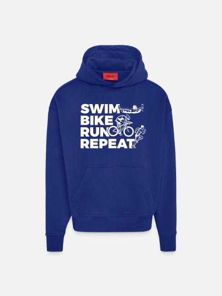 Swim Bike Run Repeat - Hoodie- made by SPREAD  - SOLID BLACK