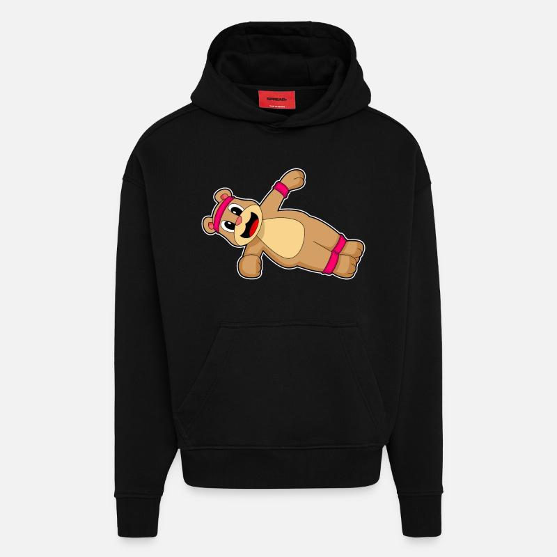 Entraînement abdominal Bear Culturisme - Sweat à capuche bio épais oversize fabriqué en UE - SOLID BLACK