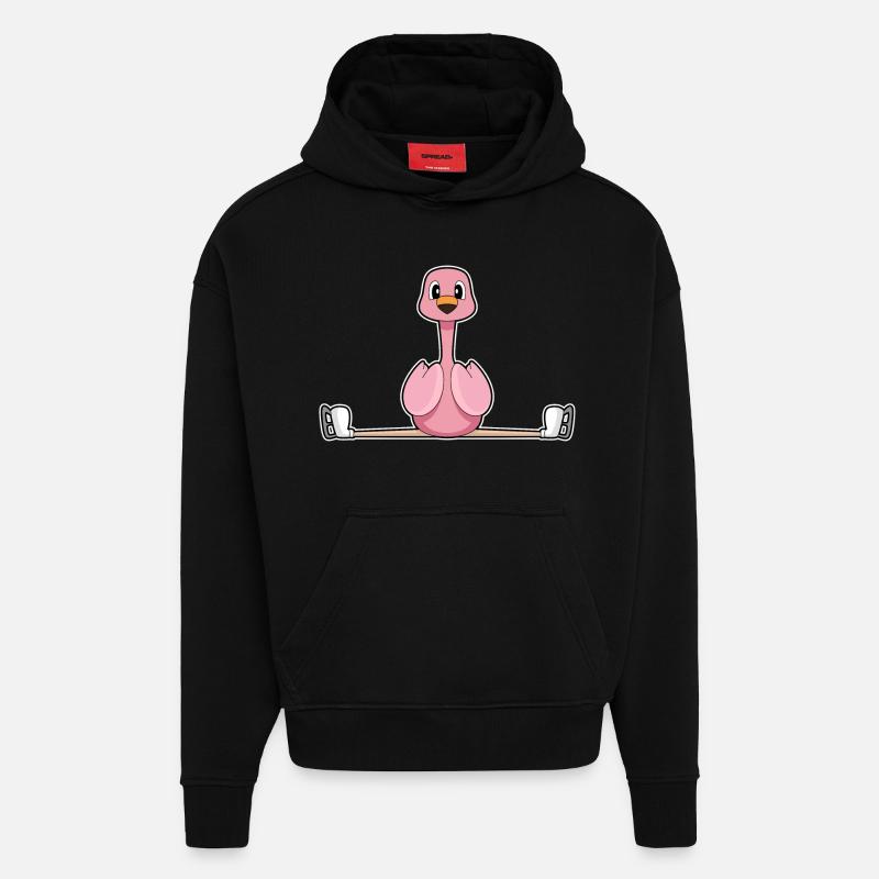 Flamingo patins à glace - Sweat à capuche bio épais oversize fabriqué en UE - SOLID BLACK