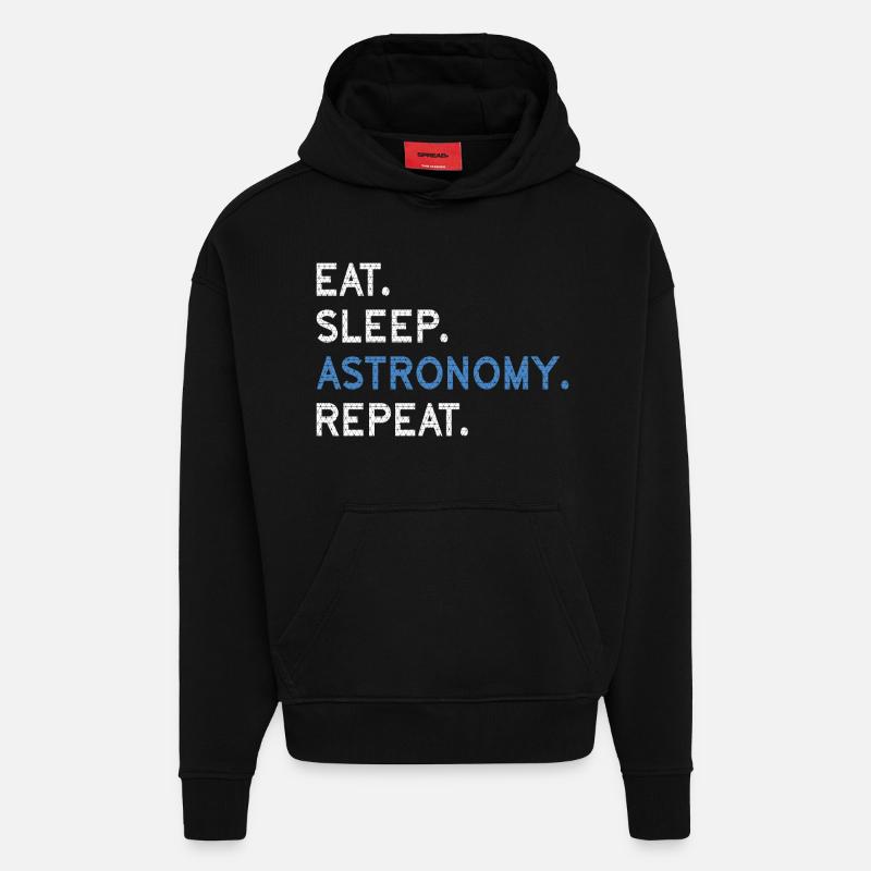 Astronomie Manger Sommeil Répéter - Sweat à capuche bio épais oversize fabriqué en UE - SOLID BLACK