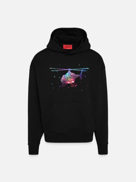 Helicopter Pilot Space Kids Helicopter - Hoodie- made by SPREAD  - SOLID BLACK