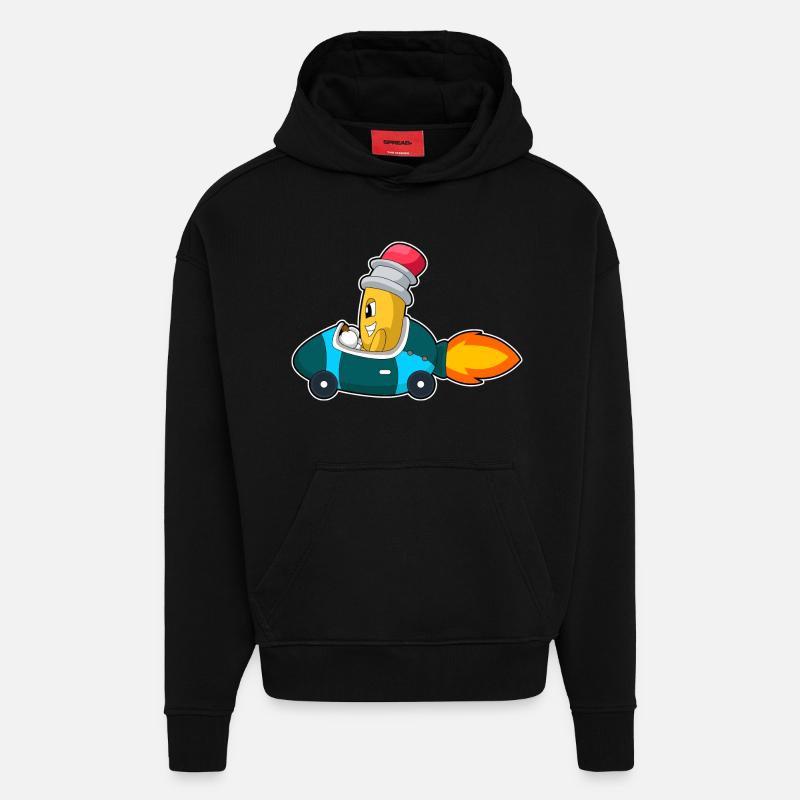 Voiture crayon - Sweat à capuche bio épais oversize fabriqué en UE - SOLID BLACK