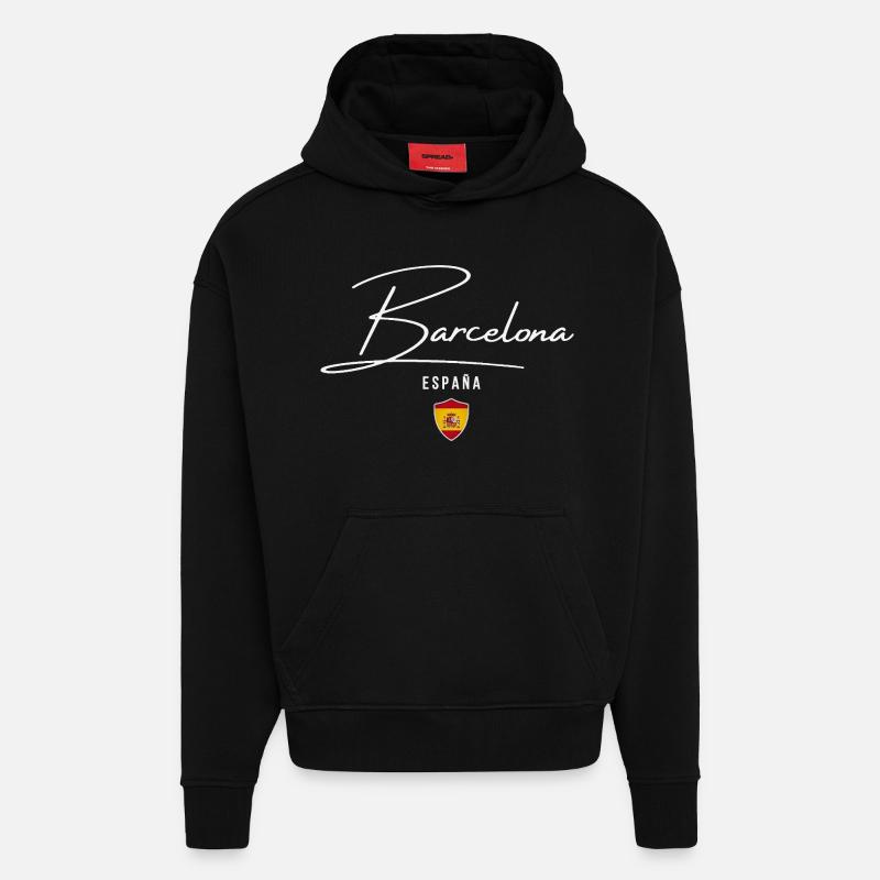 Barcelona Spain, elegant design - Hoodie- made by SPREAD  - SOLID BLACK