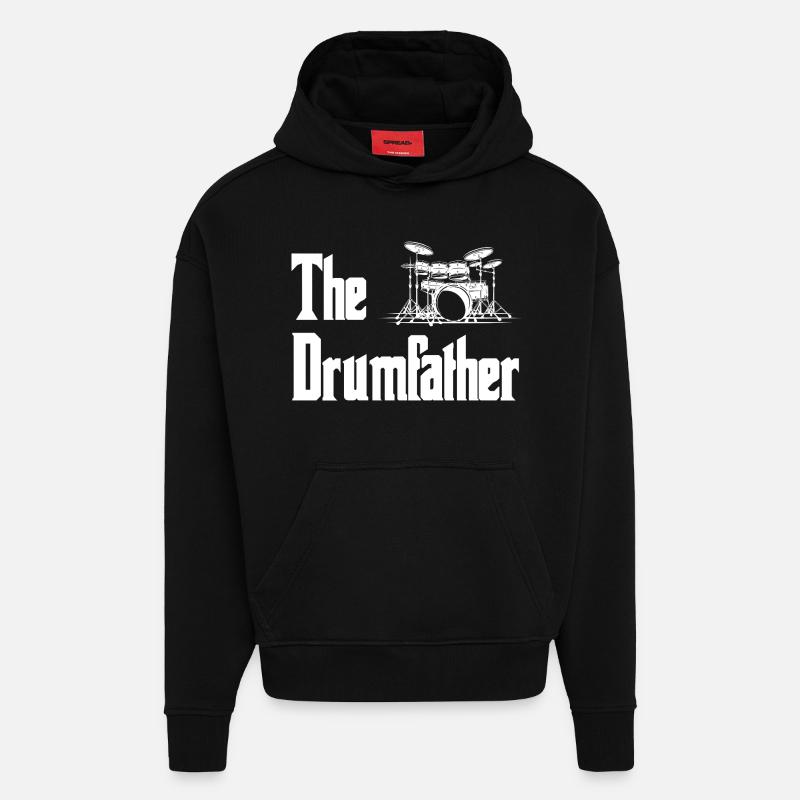 Trommemakerens trommesilhuett - Heavyweight Oversized Organic hettegenser produsert i EU - SOLID BLACK
