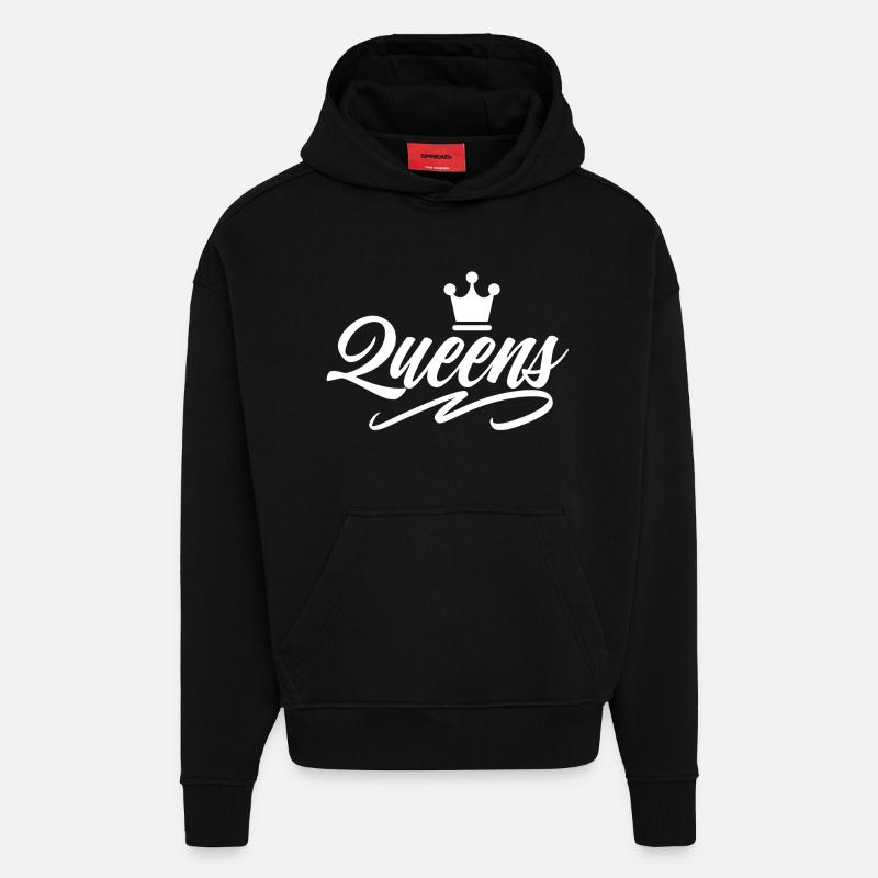 Queens - Sweat à capuche bio épais oversize fabriqué en UE - SOLID BLACK