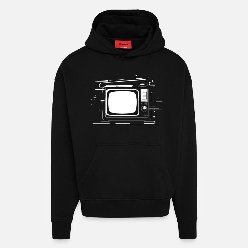 Télévision rétro - Sweat à capuche bio épais oversize fabriqué en UE - SOLID BLACK