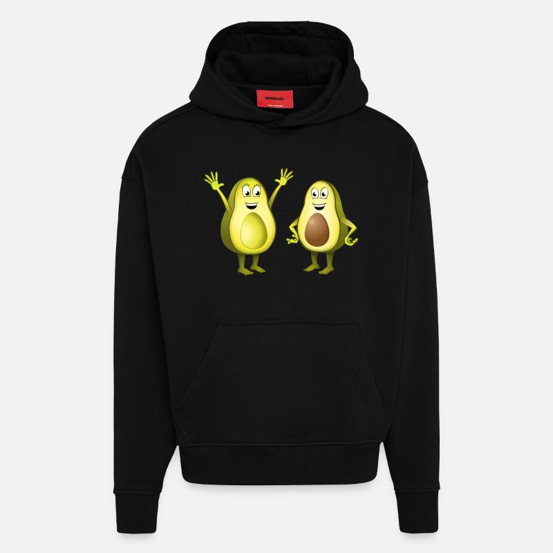 Image de deux avocats joyeux - Sweat à capuche bio épais oversize fabriqué en UE - SOLID BLACK