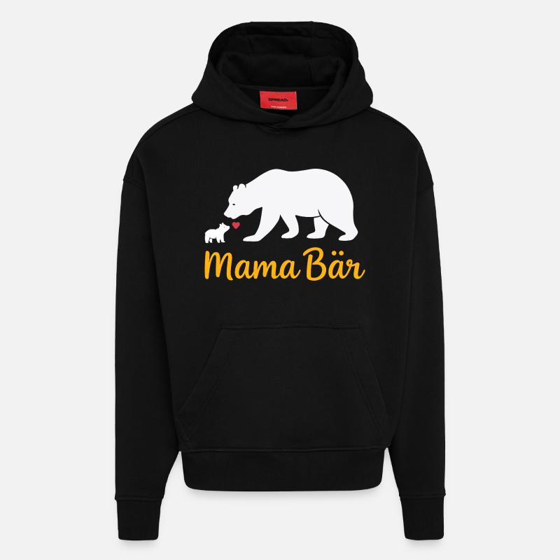 Future Maman MAMA BEAR Rétro Drôle - Sweat à capuche bio épais oversize fabriqué en UE - SOLID BLACK