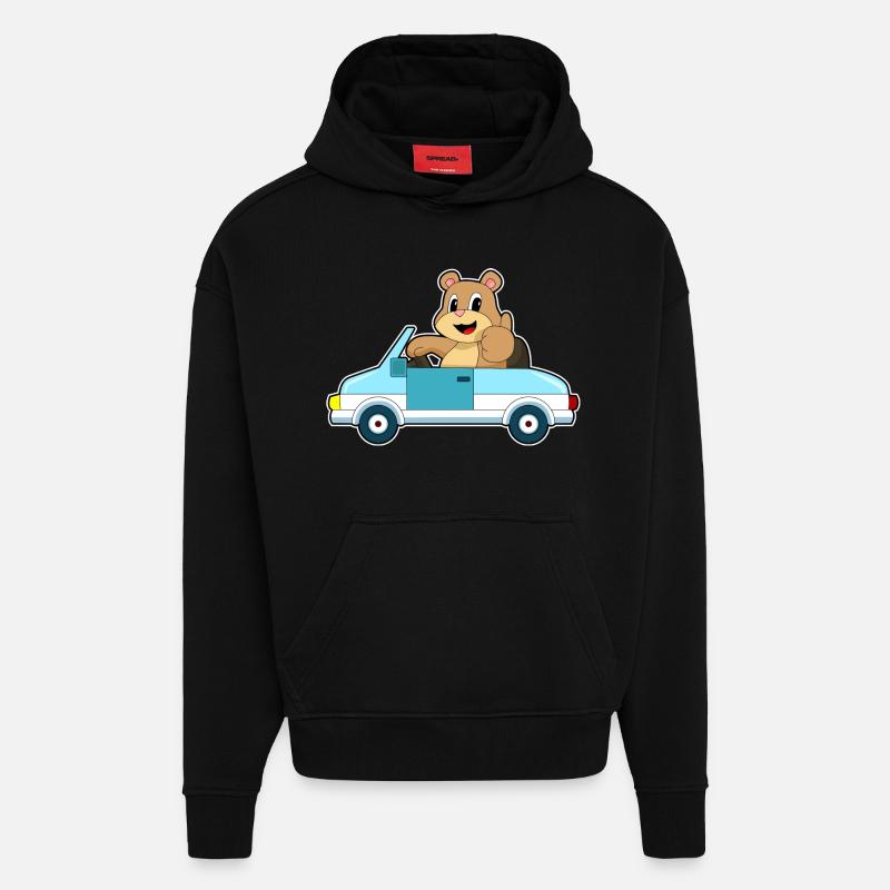 Voiture d’ours - Sweat à capuche bio épais oversize fabriqué en UE - SOLID BLACK