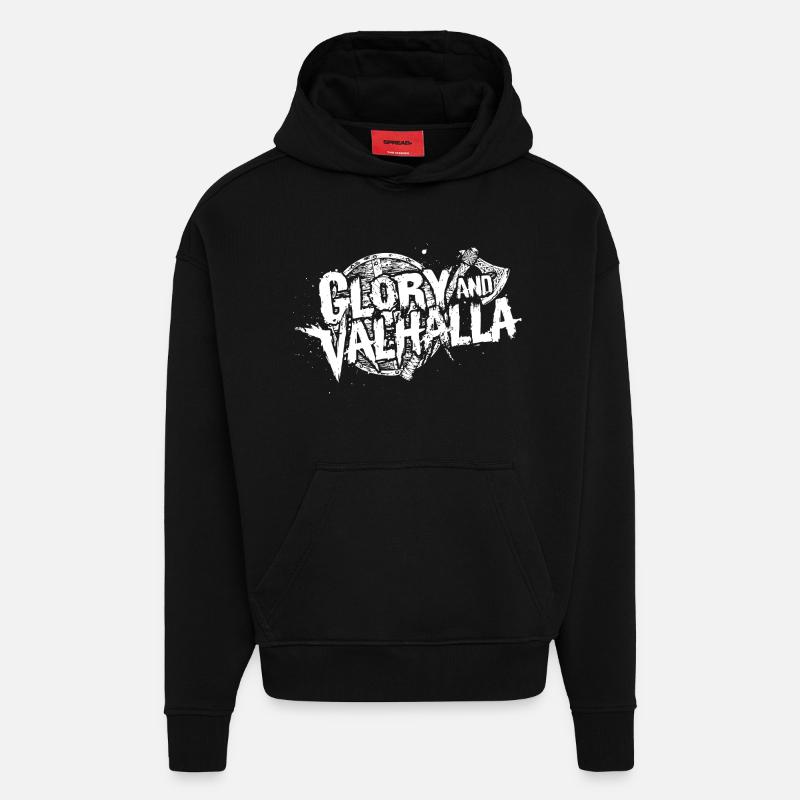 Gloire et Valhalla - Sweat à capuche bio épais oversize fabriqué en UE - SOLID BLACK