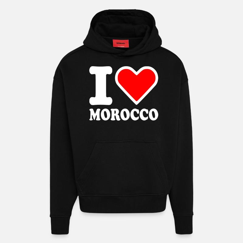 I love morocco - Sweat à capuche bio épais oversize fabriqué en UE - SOLID BLACK
