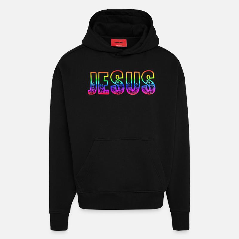 jesus rs regenbogen - Hoodie- made by SPREAD  - SOLID BLACK