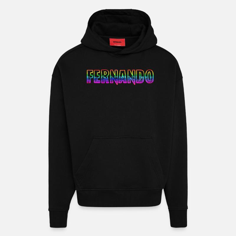 Fernando RS Arc-en-ciel - Sweat à capuche bio épais oversize fabriqué en UE - SOLID BLACK