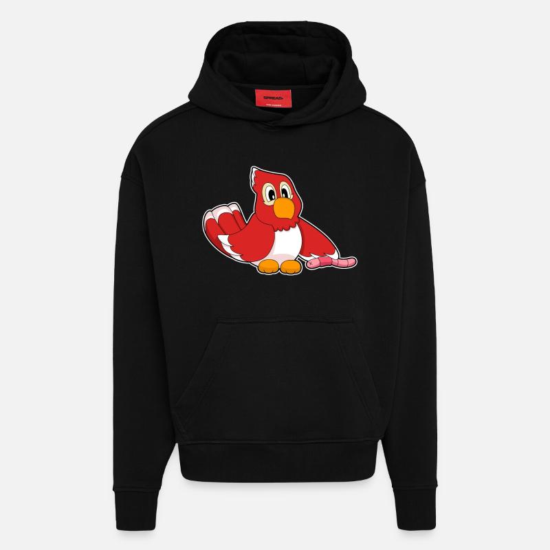 Ver perroquet - Sweat à capuche bio épais oversize fabriqué en UE - SOLID BLACK