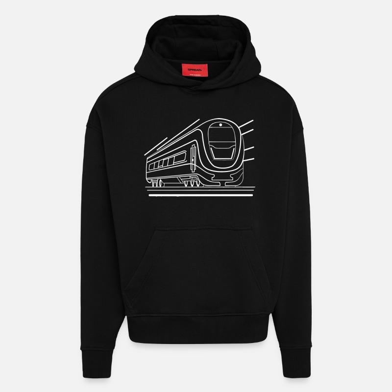Train Comic Look - Hoodie- made by SPREAD  - SOLID BLACK