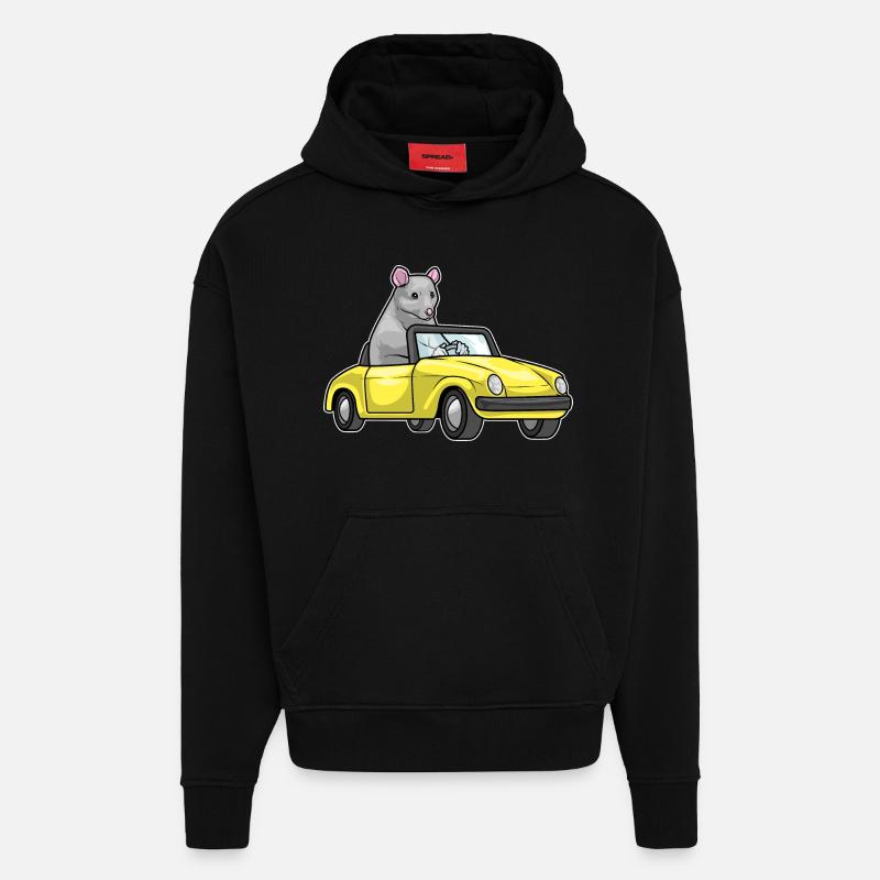 Voiture Rat - Sweat à capuche bio épais oversize fabriqué en UE - SOLID BLACK