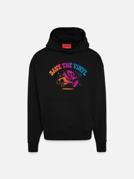 Save the Vinyl DJ Music - Hoodie- made by SPREAD - SOLID BLACK