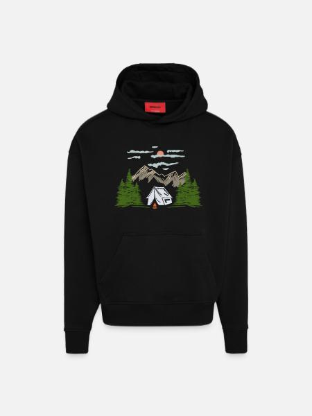 Camping Camping Mountain Motif Gift Idea - Hoodie- made by SPREAD  - SOLID BLACK