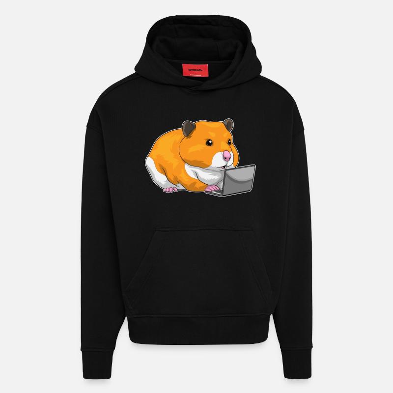 Hamster Laptop - Hoodie- made by SPREAD  - SOLID BLACK