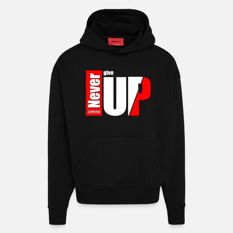 Ne jamais abandonner - Sweat à capuche bio épais oversize fabriqué en UE - SOLID BLACK