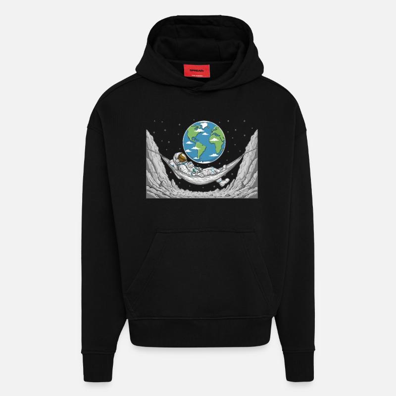 Astronaut Space Hammock Moon Earth Rest - Hoodie- made by SPREAD  - SOLID BLACK