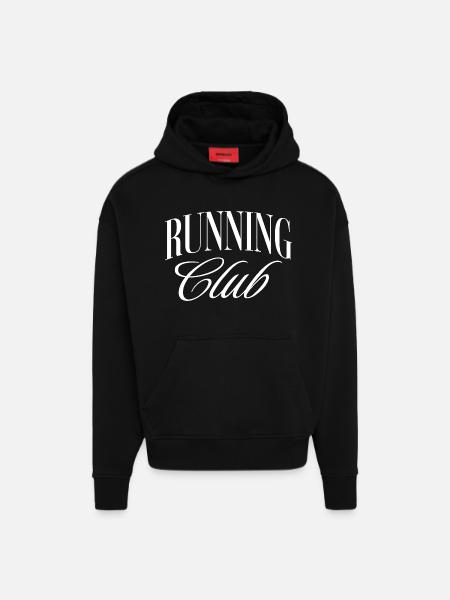 Club de course - Sweat à capuche bio épais oversize fabriqué en UE - SOLID BLACK
