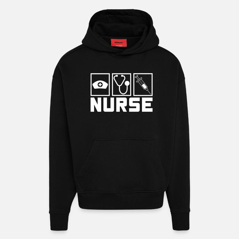 Infirmière Infirmière Dire Déclaration Profession - Sweat à capuche bio épais oversize fabriqué en UE - SOLID BLACK