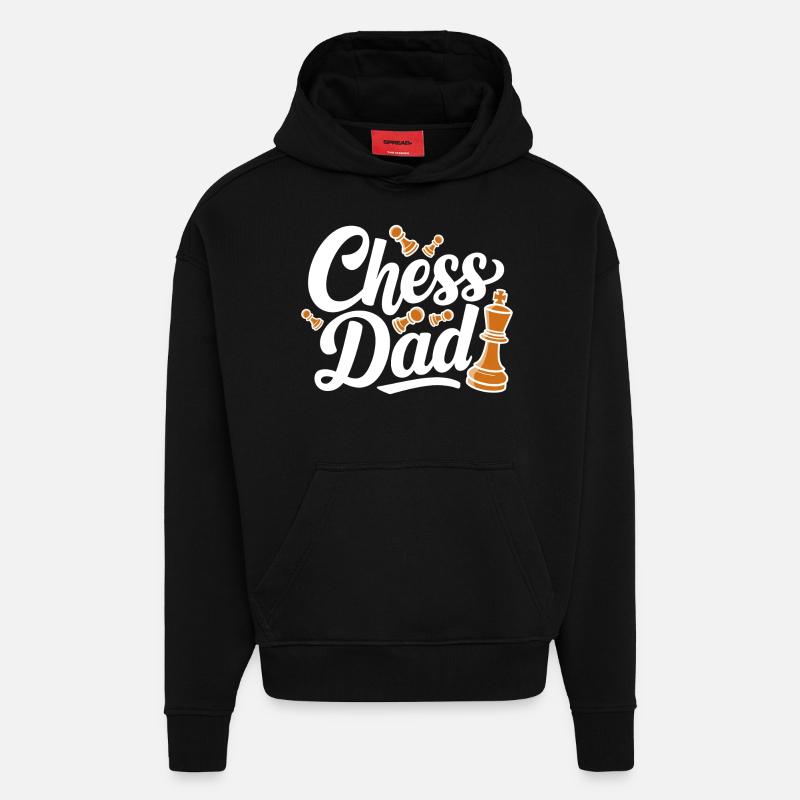 Chess Dad Chess Dire Citation - Sweat à capuche bio épais oversize fabriqué en UE - SOLID BLACK
