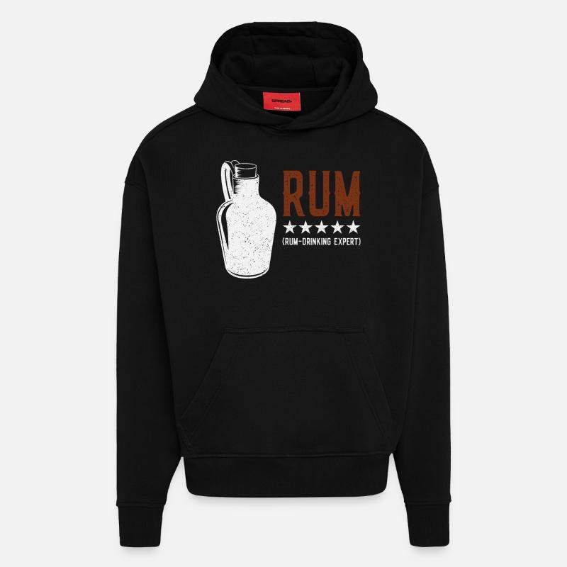 Rhum - Drinking Expert Rumtrinker - Sweat à capuche bio épais oversize fabriqué en UE - SOLID BLACK