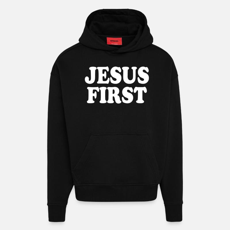 Jesus first - Sweat à capuche bio épais oversize fabriqué en UE - SOLID BLACK