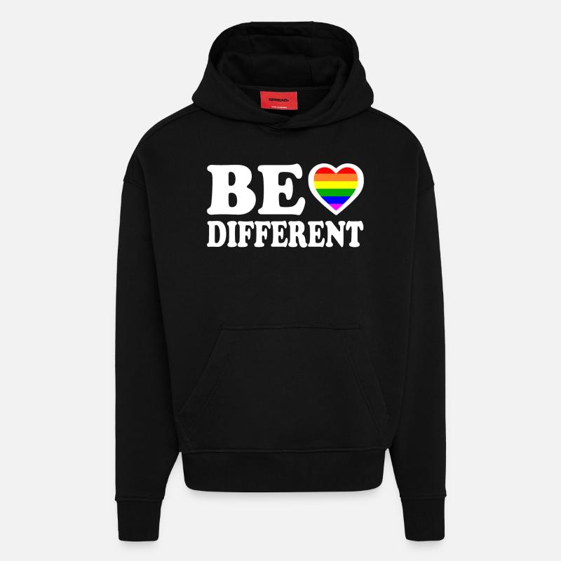 Be different - Sweat à capuche bio épais oversize fabriqué en UE - SOLID BLACK