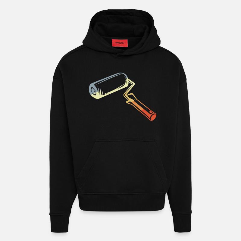 Retro Malerrolle Skizze - Hoodie- made by SPREAD  - SOLID BLACK