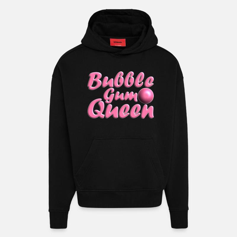Bubblegum Queen pink - Hoodie- made by SPREAD  - SOLID BLACK