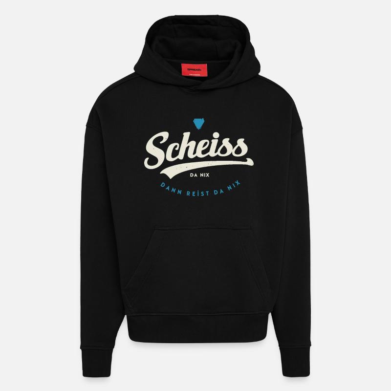 Scheiss da nix - Sweat à capuche bio épais oversize fabriqué en UE - SOLID BLACK