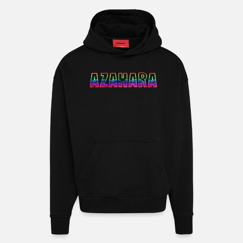 Azahara RS Arc-en-ciel - Sweat à capuche bio épais oversize fabriqué en UE - SOLID BLACK