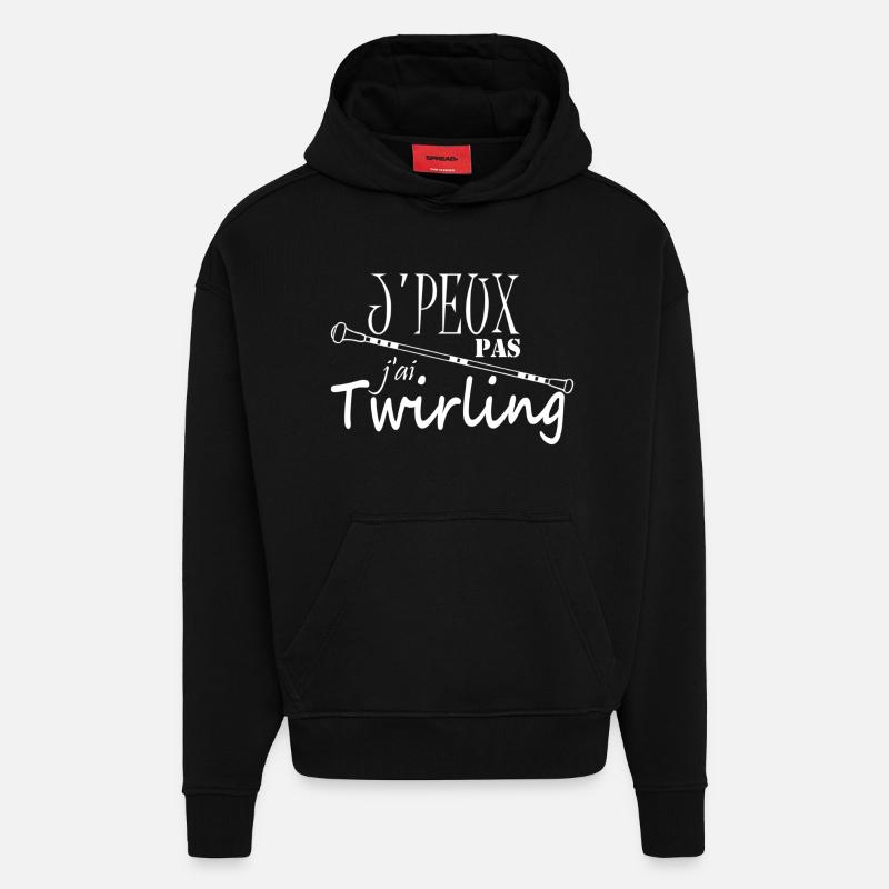 J'peux pas j'ai Twirling - Sweat à capuche bio épais oversize fabriqué en UE - SOLID BLACK
