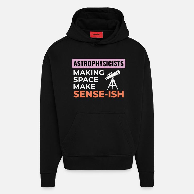 Science de l’espace Humour Design - Sweat à capuche bio épais oversize fabriqué en UE - SOLID BLACK