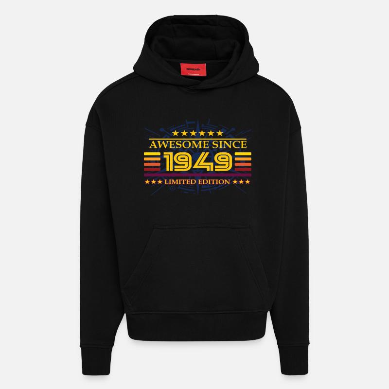 Génial depuis 1949 Édition limitée - Sweat à capuche bio épais oversize fabriqué en UE - SOLID BLACK
