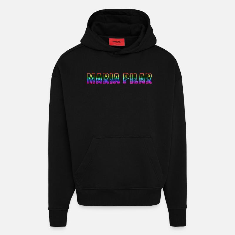 Maria Pilar RS Arc-en-ciel - Sweat à capuche bio épais oversize fabriqué en UE - SOLID BLACK
