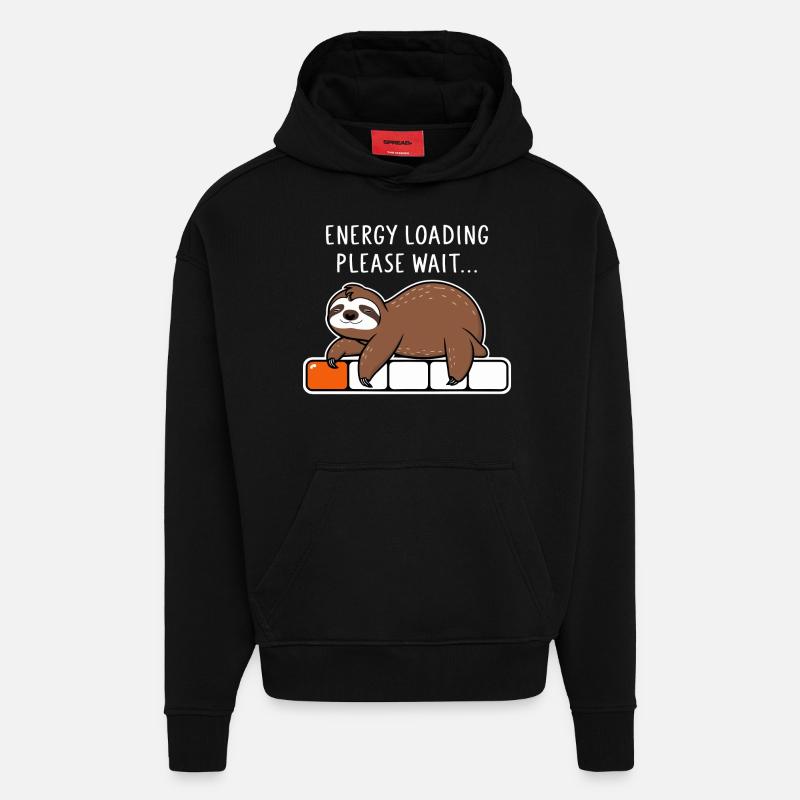Faultier Energy Loading Please Wait - Hoodie- made by SPREAD  - SOLID BLACK