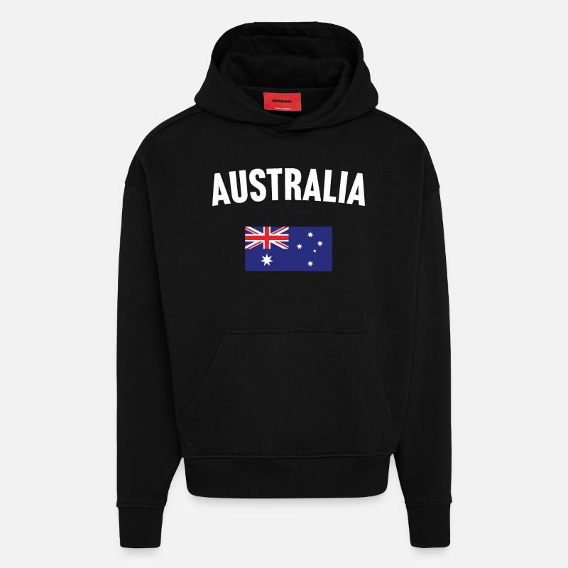 Drapeau de l’Australie - Sweat à capuche bio épais oversize fabriqué en UE - SOLID BLACK