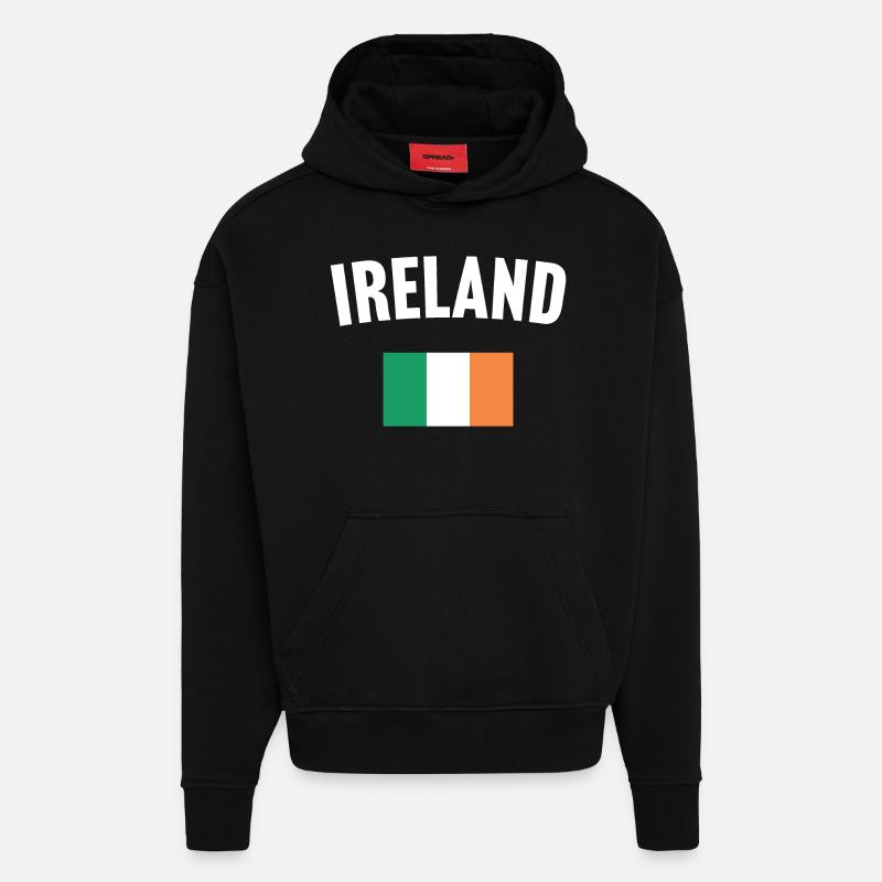 Drapeau de l’Irlande - Sweat à capuche bio épais oversize fabriqué en UE - SOLID BLACK