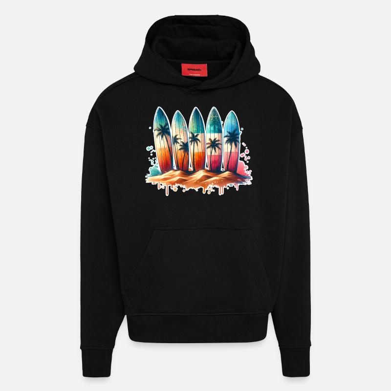 Surfeurs - Sweat à capuche bio épais oversize fabriqué en UE - SOLID BLACK
